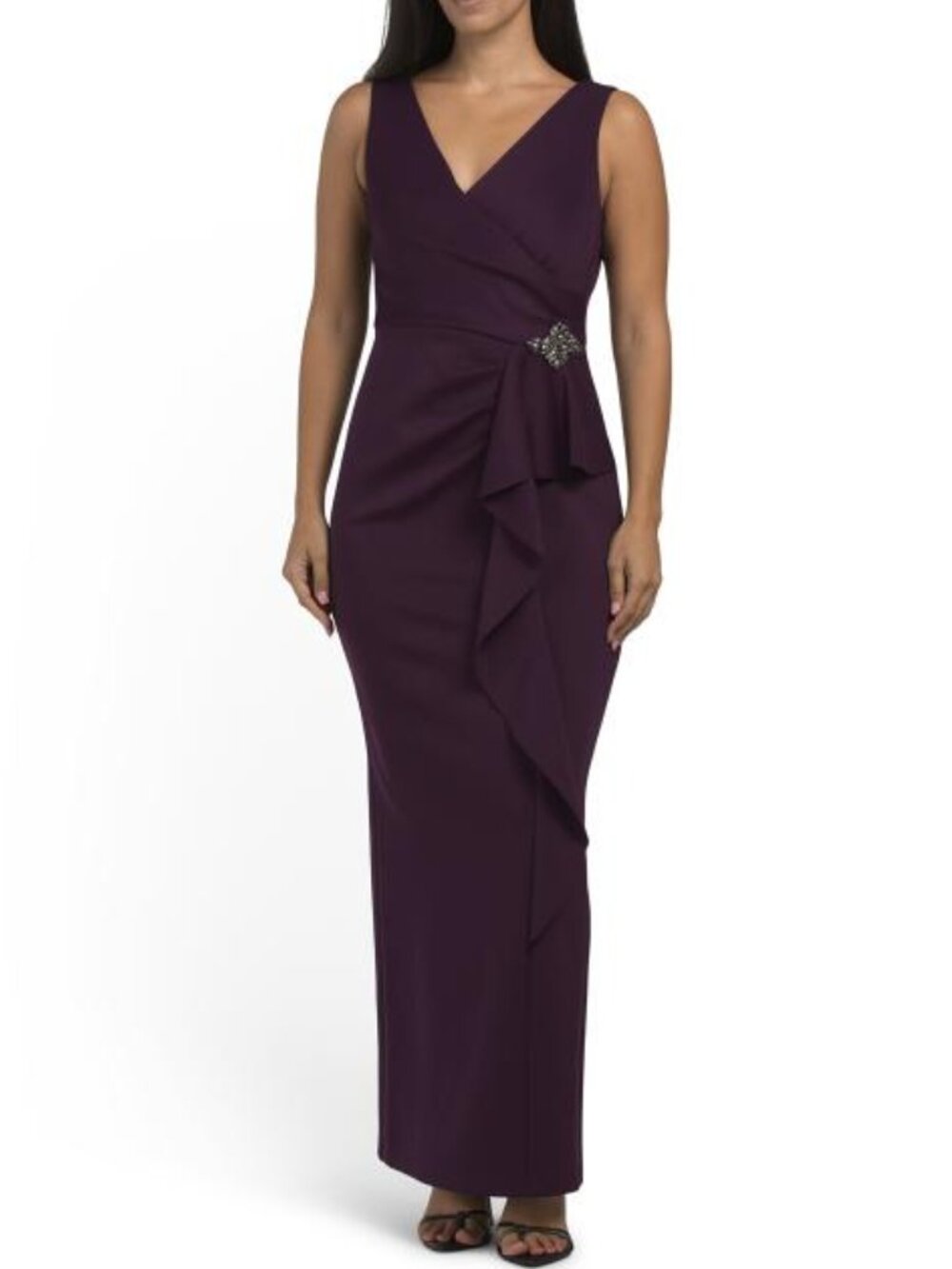 ALEX EVENINGS Stretch Scuba Emblished Waist Dress
